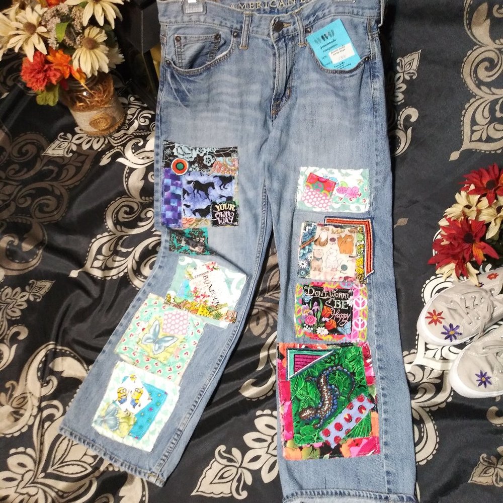 NWOT size 10 American Eagle patchwork jeans